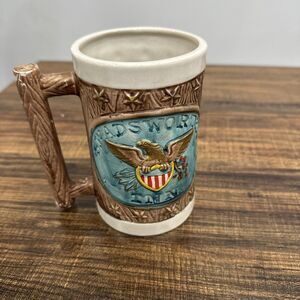 Vintage S. Wadsworth’s Inn Colonial Mug – Raised Eagle & Shield – Hand Painted